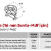 12 mm Minifiks Gövde (16 mm Sunta-Mdf İçin) - Görsel 2