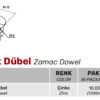 M6 Ø8 x Ø11 mm Zamak Dübel - Görsel 2