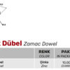 M4 x Ø6 x 10 mm Zamak Dübel - Görsel 2